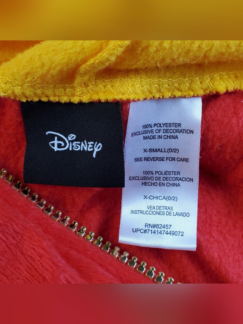 Disney Winnie The Pooh Bear Suit One-Piece Pajamas Halloween Costume Size XS GUC - Picture 6 of 12